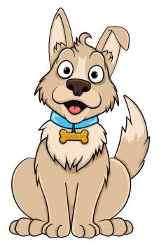 clipart of a dog sitting and smiling 